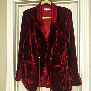 Good American Rich Maroon Velvet Blazer